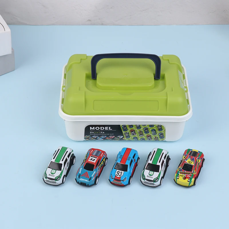 

Mini Alloy Car Model Set With Storage Box Diecast Cars Toys For Boys Sliding Inertia Vehicle Children Toy Kit Kids Gifts