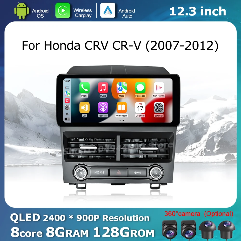 

Wireless Carplay Android OS for Honda CRV CR-V 2007 - 2012 Car Display Screen Multimedia Radio Player WiFi GPS Navi DSP Stereo