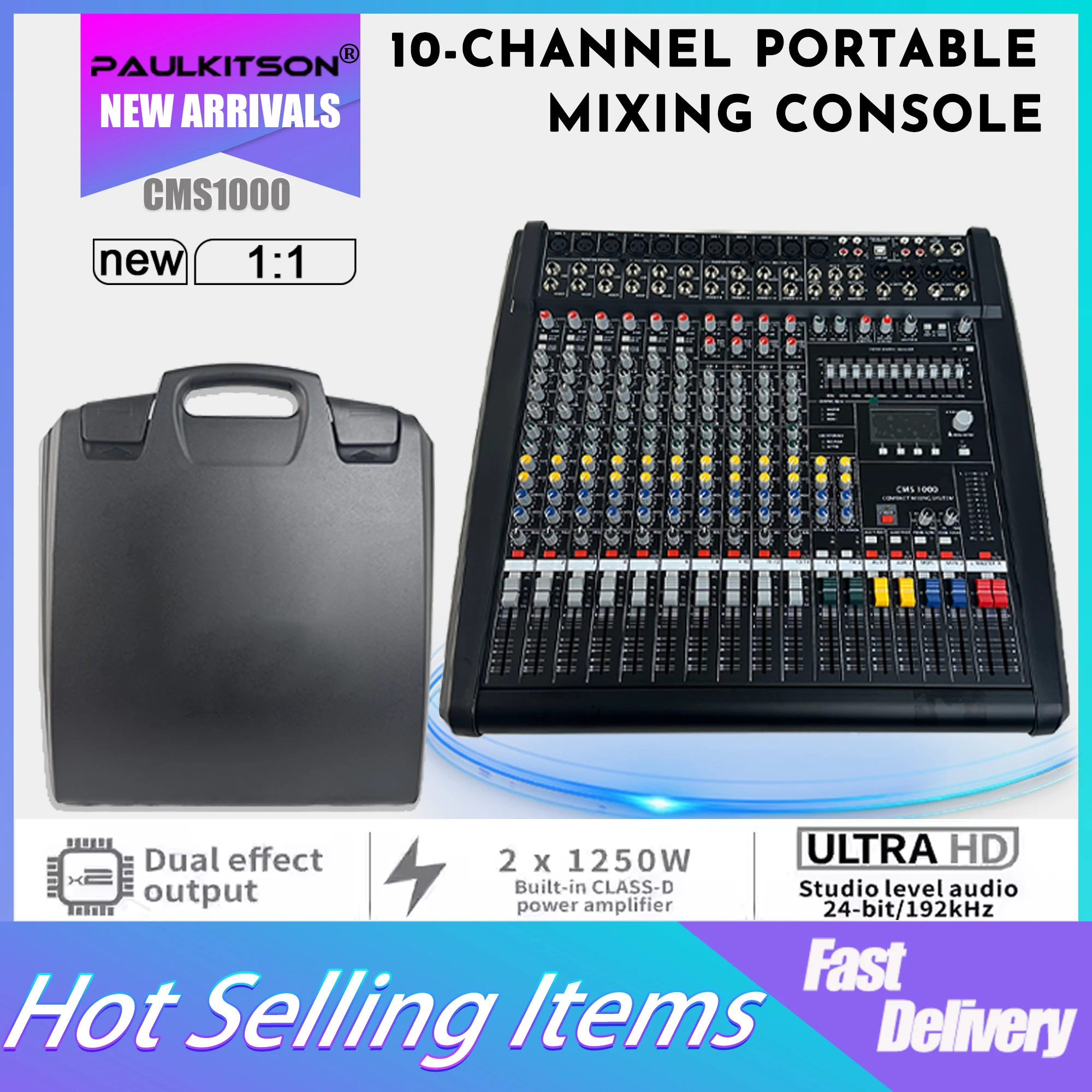 Paulkitson Original LoGo Audio Mixer CMS1000-3 Consola Digital Dj Table Mixing Desk Professional Stage Aduio Equalizer Processor