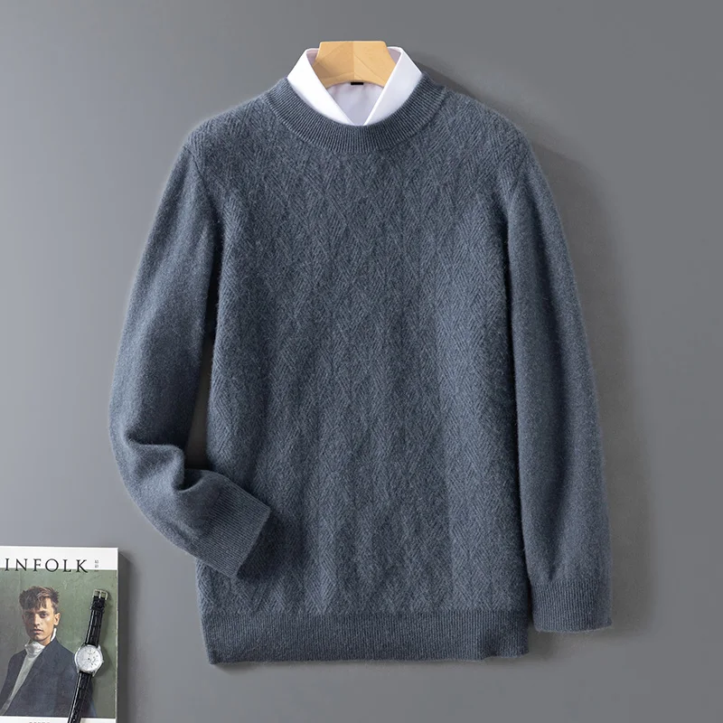 Little Diamond Fall/Winter new 100% Merino wool cashmere pullover Men's O-neck pullover warm bottom knit shirt top