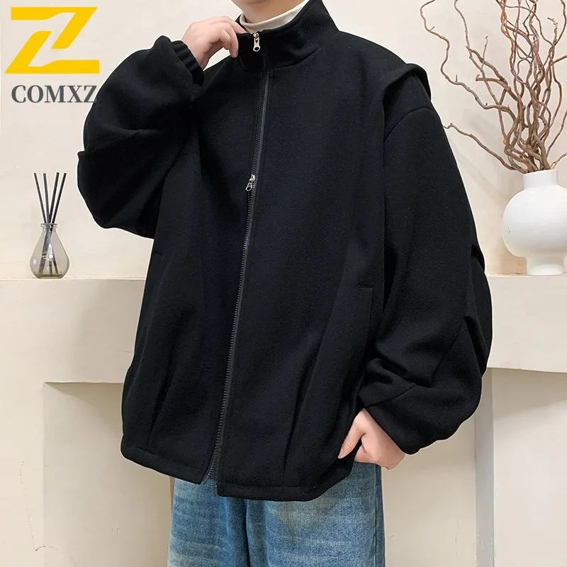 COMXZ Premium Men Jacket Turndown Collar Outdoor Fly Fishing Windproof Coat Fashion Streetwear Style Lightweight Autumn Garment