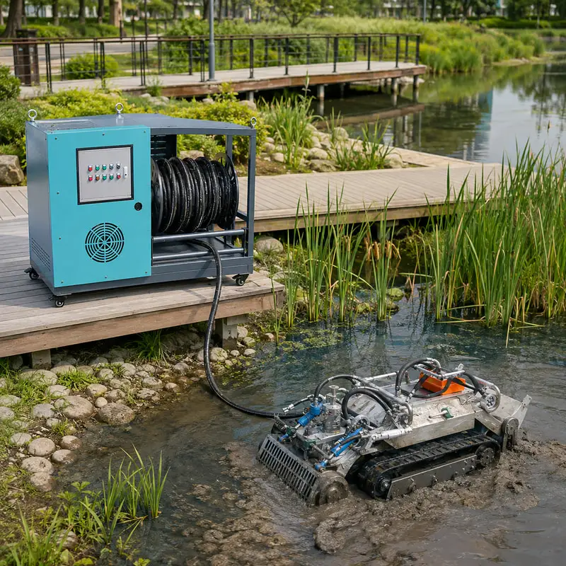 Compact Sewer Sludge Removal Robot Built for Wastewater Plant Maintenance with Sludge Pumping Customized Sewer Cleaning Robot