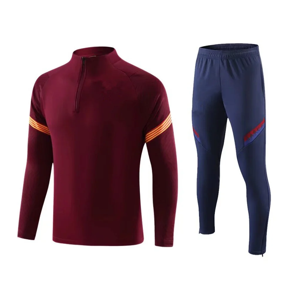 Men's Sports Set BarçaesFans Half Zipper Jacket Training wear games Jerseys Soccer  Kit aldult  Tops and trousers Casual Wear