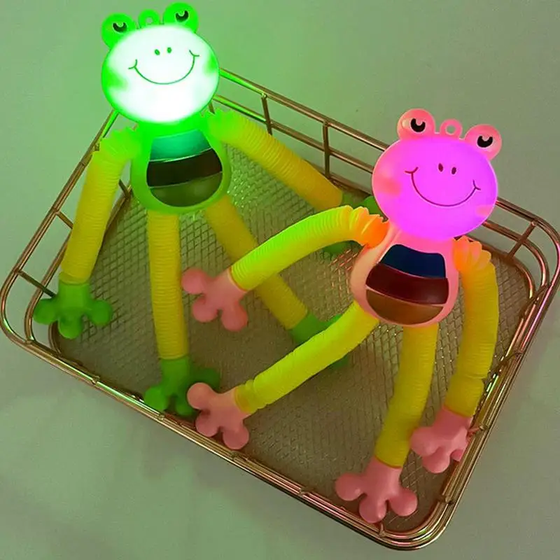 Ventosa Brinquedos para Bebê, Light Up Frog, Tubo Telescópico, Fidget Brinquedos, Stretch, Anti-Stress, Brinquedos Educativos para Crianças