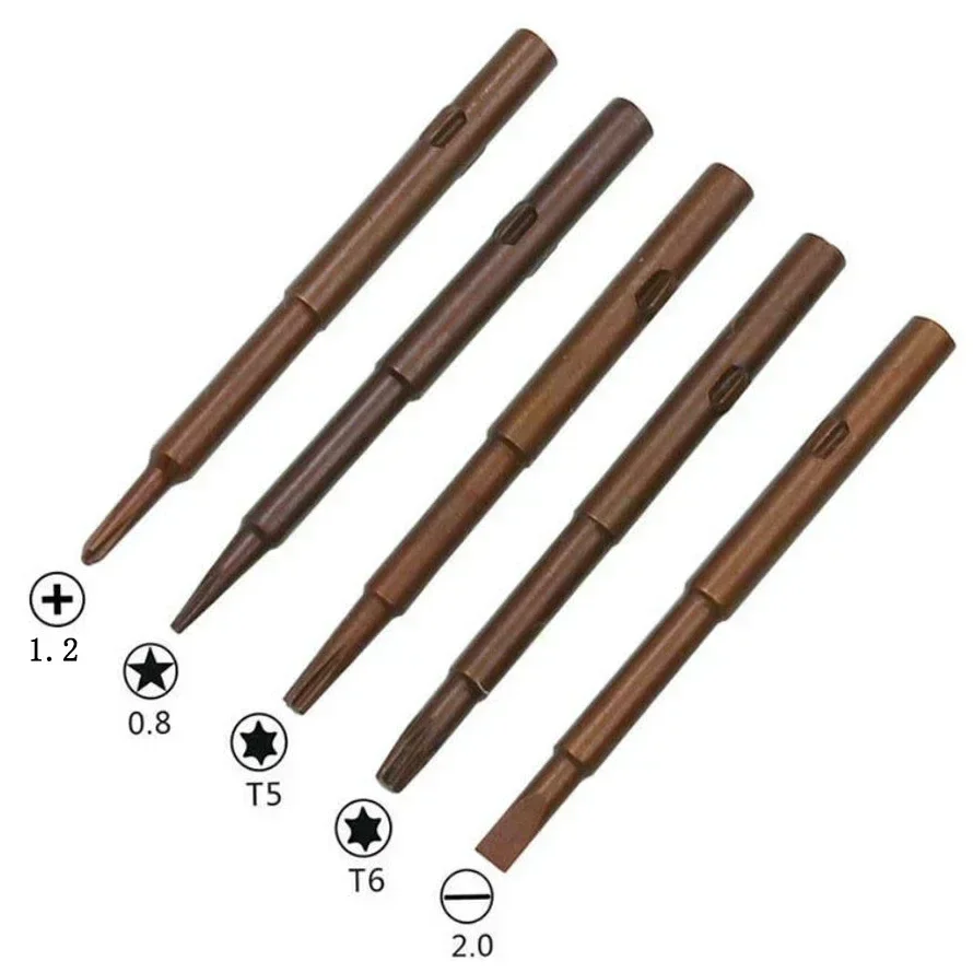 Set Obeng Magnetik Presisi 5 In 1 DIY S2 Bit Baja Aloi Pegangan Anti-selip untuk Alat Pembuka Perbaikan Tablet Ponsel