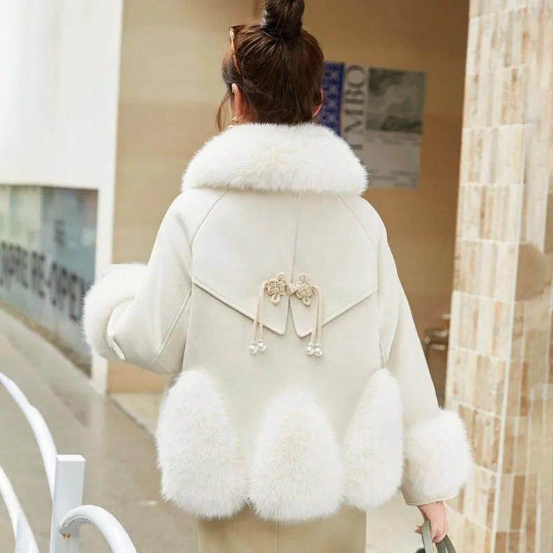 Formal Fur Stitching Down Jacket Women Overcoat 2025 Winter New Thicken Warm Parker Coat Fashion Loose Fur Coats Outwear Casaco