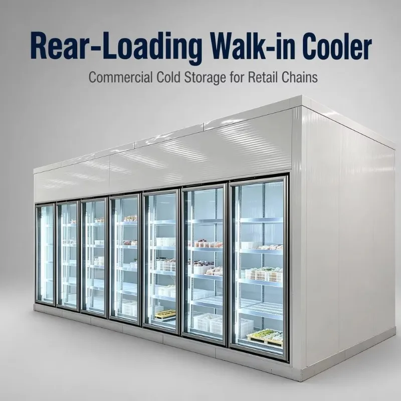 Glass Door Walk In Cooler Forklift Accessible Internal Space Supports Large Quantity Wholesale Beverage Stock Replenishment