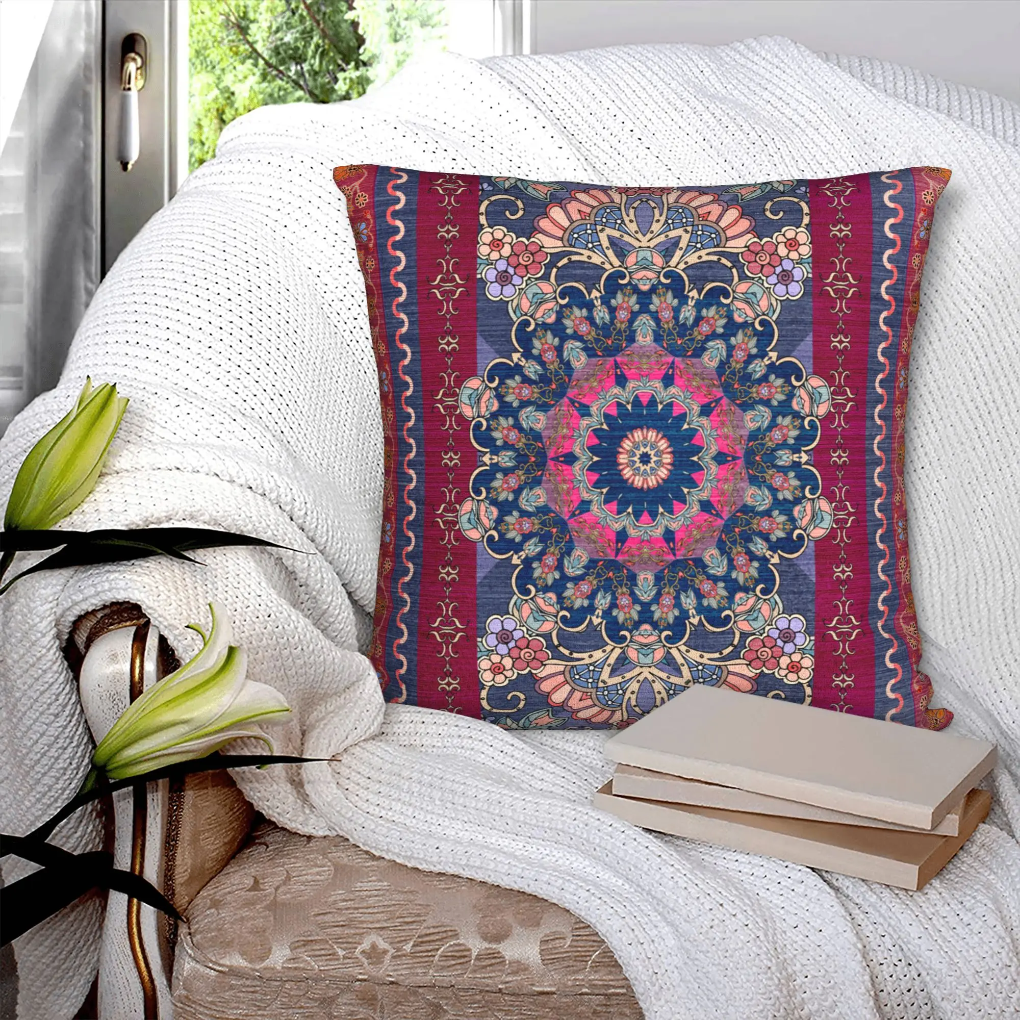 Antique Persian Rug Cushion Cover 45x45cm Bohemia Ethnic Tribal Carpet Soft Nordic Pillow Decoration Salon