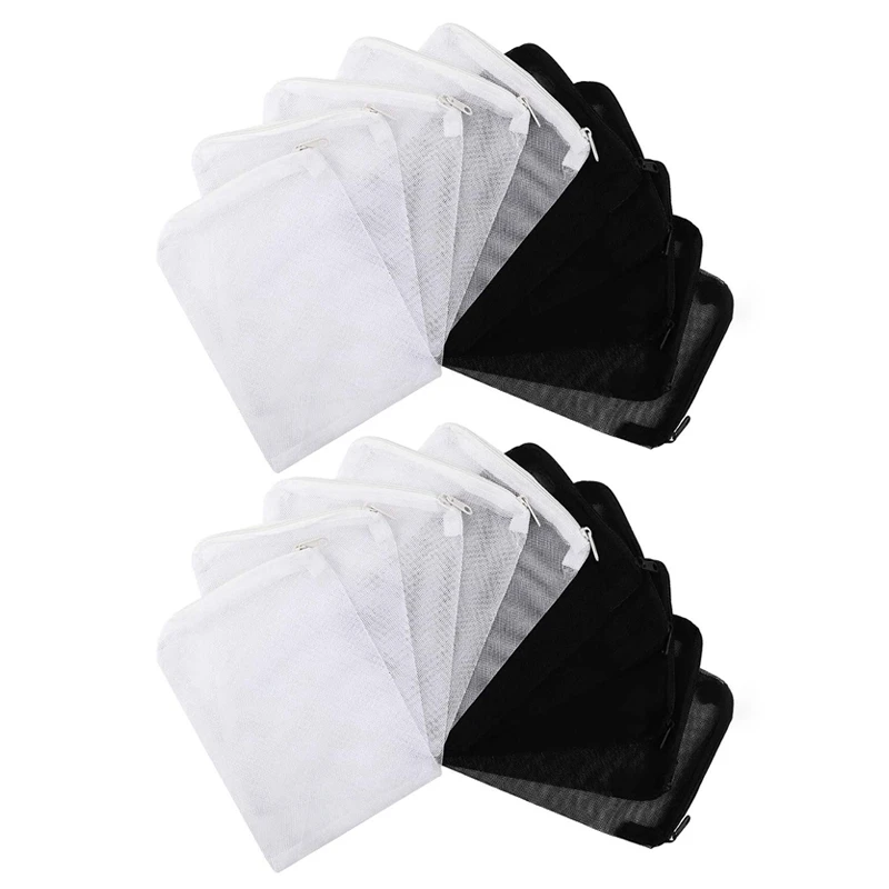 80 Pieces Aquarium Filter Bags Media Mesh Filter Bags With Zipper For Charcoal Pelletized Remove, White And Black