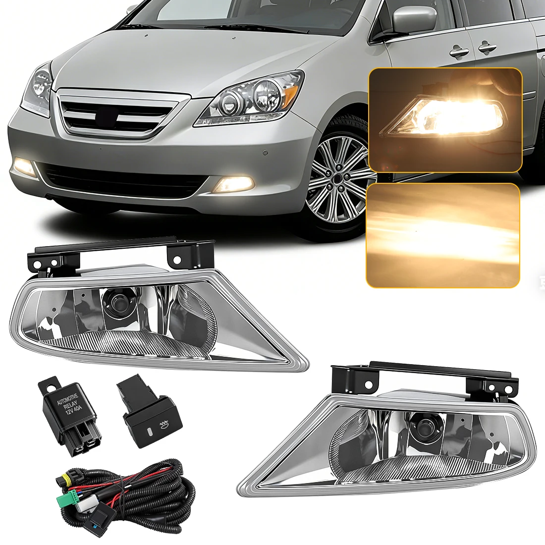 

Front Bumper Fog Light Upgrade Kit For Honda Odyseey 2005 2006 2007 Fog Lamp Assembly Driving Light 12V 33951SHJA01 33901SHJA01