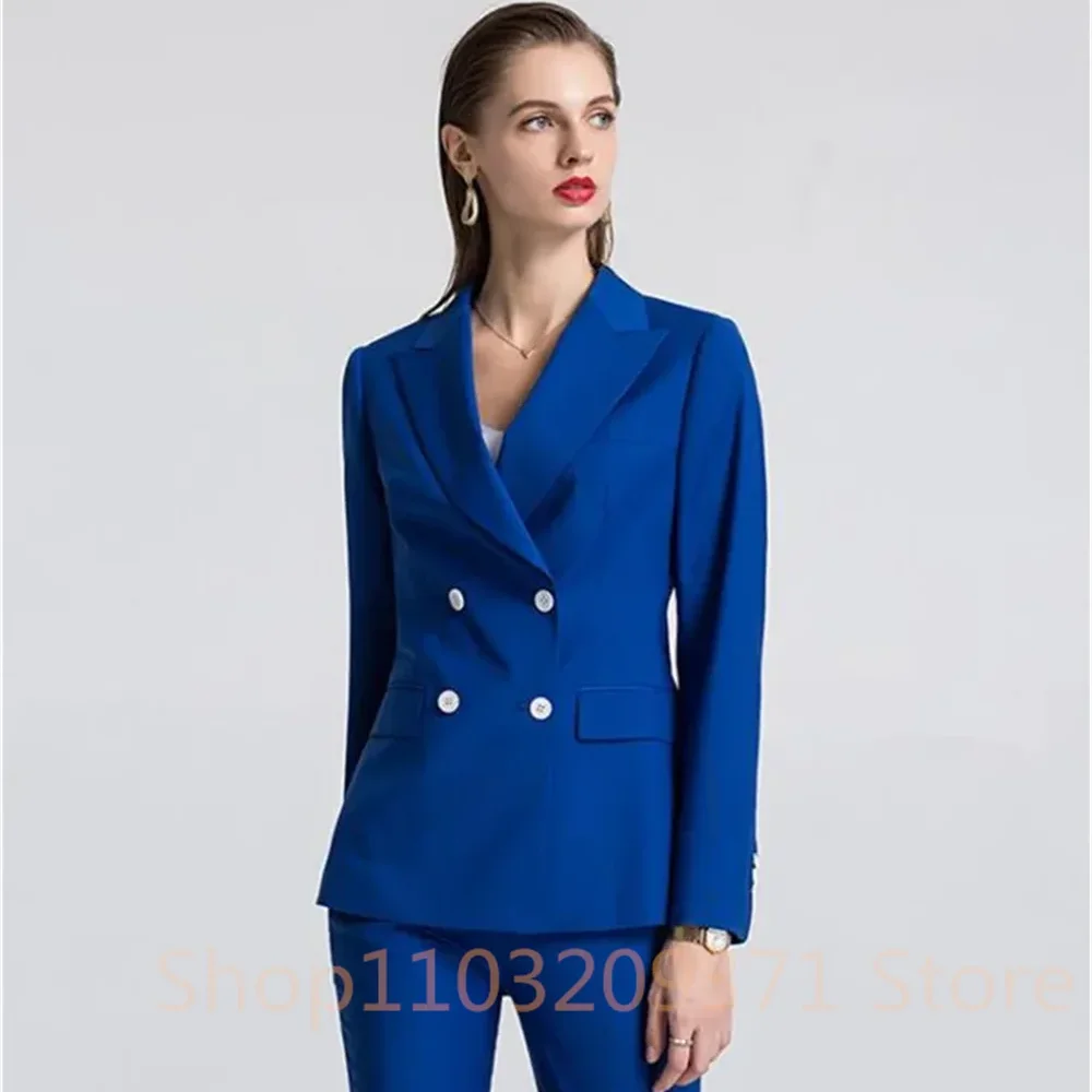 Damen-Anzüge, Hosen-Sets, 2-teilig, zweireihig, spitzes Revers, Smoking, Abschlussball, Party, Mode, Alltag, Freizeit, Büro