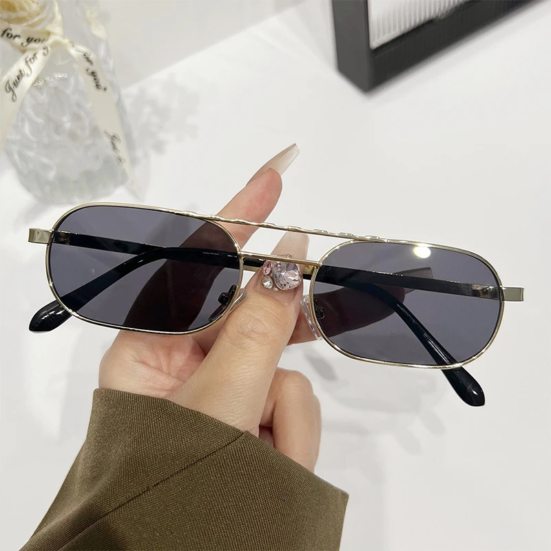 Brand Square Sunglasses Women\'s Fashion Double Bridge Rectangle Sun Glasses For Ladies Retro Vintage Oval Eyewear Trends