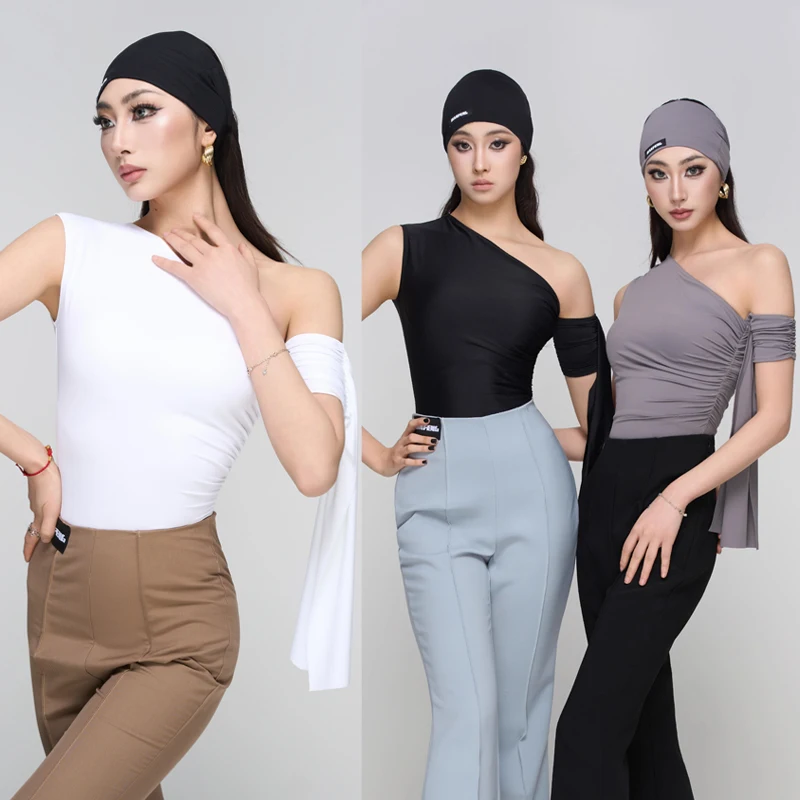 

Adults Samba Chacha Latin Dance Clothing Women'S Modern Dancing Suits Irregular Top Ballroom Dance Pants Stage Wear SL12288