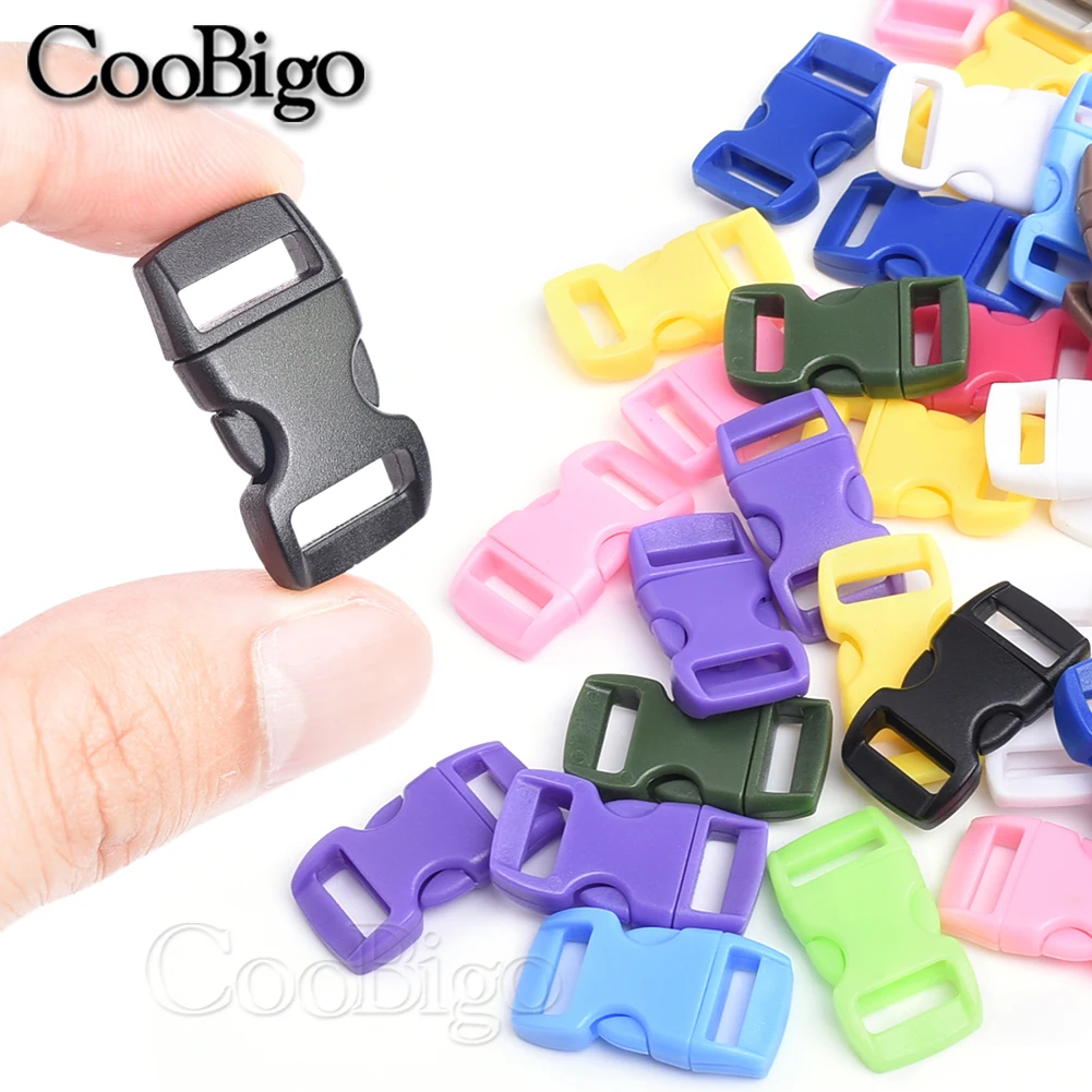20 sztuk 3/8 "plastikowa boczna klamra zwalniająca Paracord klips do bransoletki na obrożę dla zwierząt pasek plecak taśmy DIY akcesoria rzemieślnicze 10mm