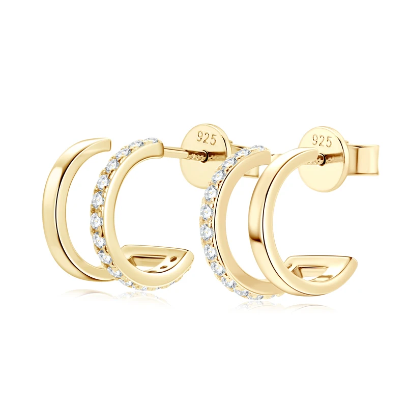 

IOGOU Round D Color Moissanite Stud Earrings 925 Sterling Silver Engagement Jewelry 1.2mm Diamond Unique Hoop Earrings for Women