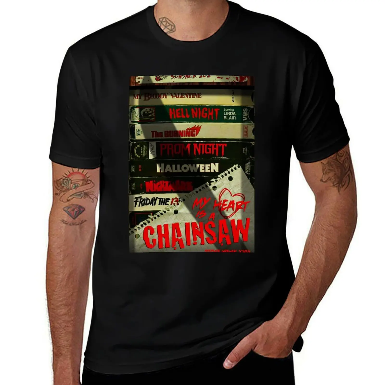My Heart is a Chainsaw VHS fan art Poster T-Shirt Minimalist Graphic Tee Shirt T-Shirt