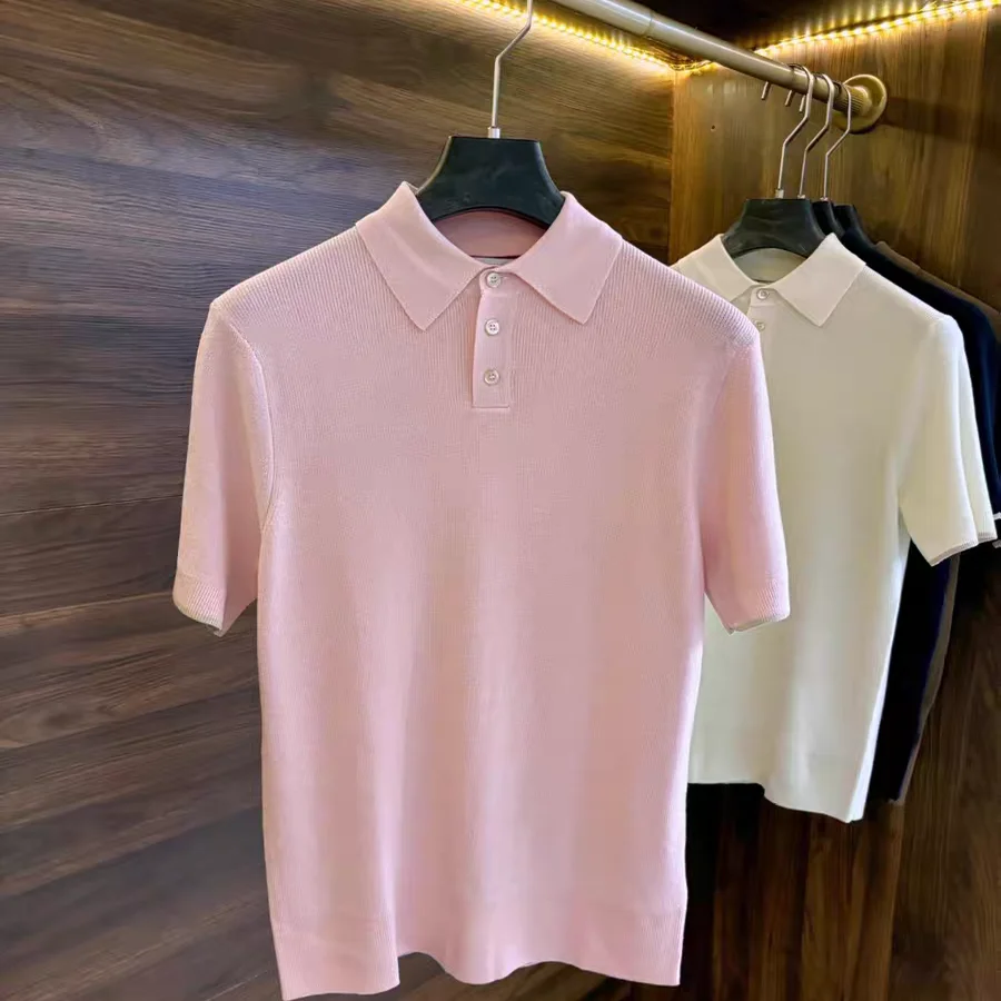 

Men's irt ort Sve Color Knitted Linen Cotton Blend Breathable Regular Fit Ciwalk Suitable Summer Faion Item