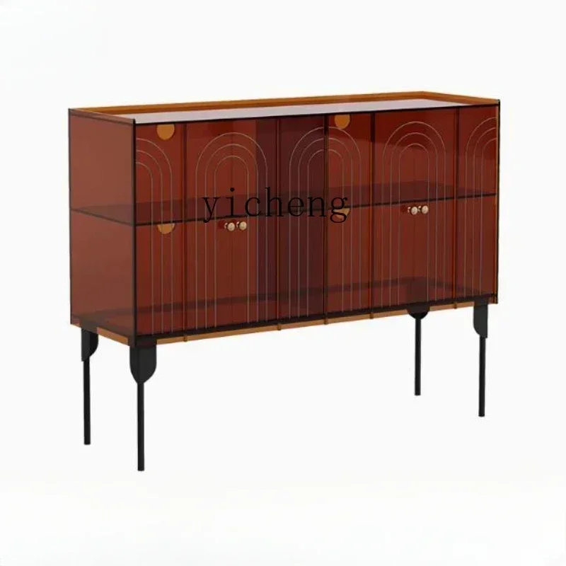 GZ modern simple storage bucket cabinet glass living room sofa side wine cabinet light luxury acrylic dining side cabinet