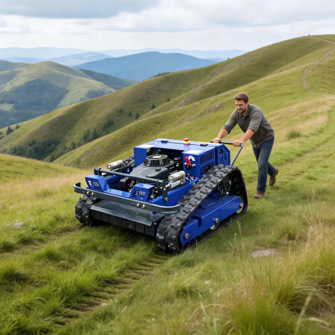 

Customized 4-Stroke Cordless Lawn Mower Self Propelled Rotary Tracked All Terrain Remote Control Lawn Robot