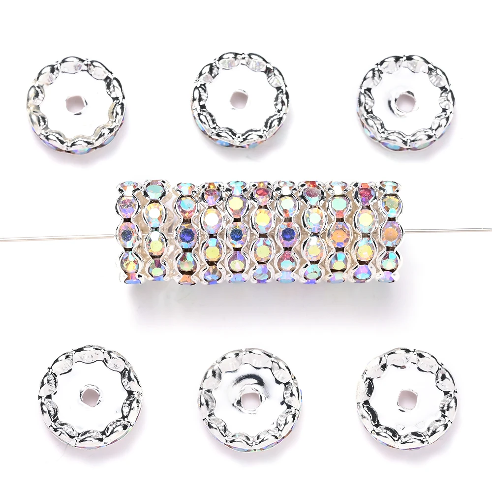 20 Stück 15mm Glitzernde AB-Strass-Legierungs-Abstandsperlen Kristalldesign Lose Perlen für DIY Armbänder Halsketten Schmuckherstellung – Detail 5