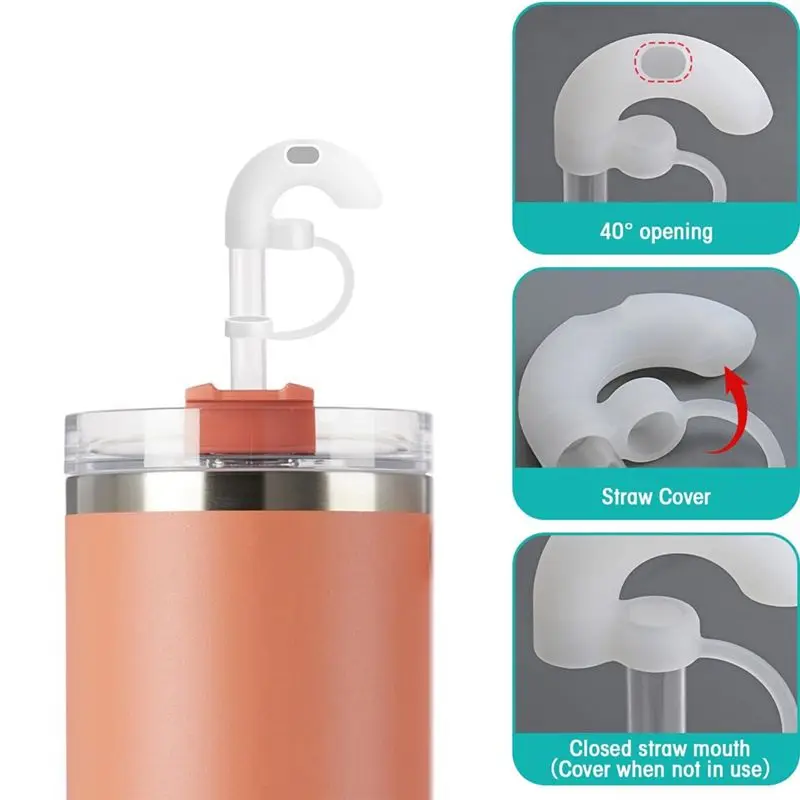 ABLL-7PCS Anti-Wrinkle Straw Topper For Tumbler, Reusable Silicone Straw Stopper With Cover, Sideways Suck Design
