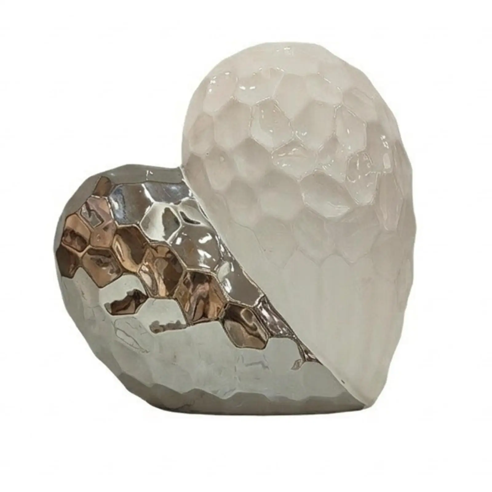 Figurine en céramique en forme de cœur, surface réfléchissante, ornement d'art moderne, pièce maîtresse pour la décoration d'événements