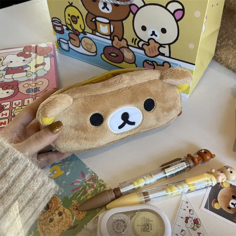 

Rilakkuma Large Capacity Pencil Case Kawaii Japanese Cute Makeup Pen Organizer Spaciou Soft Fluffy School Supply Stationery Gift
