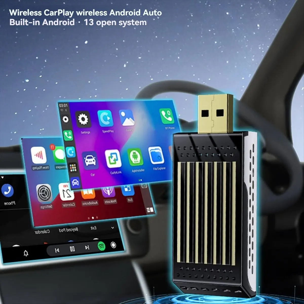 DTD340~AI Box Carplay 2G+16G Android 13/Wireless Carplay/Android Auto Bluetooth 5.0 Wired to Wireless CarPlay Adapter