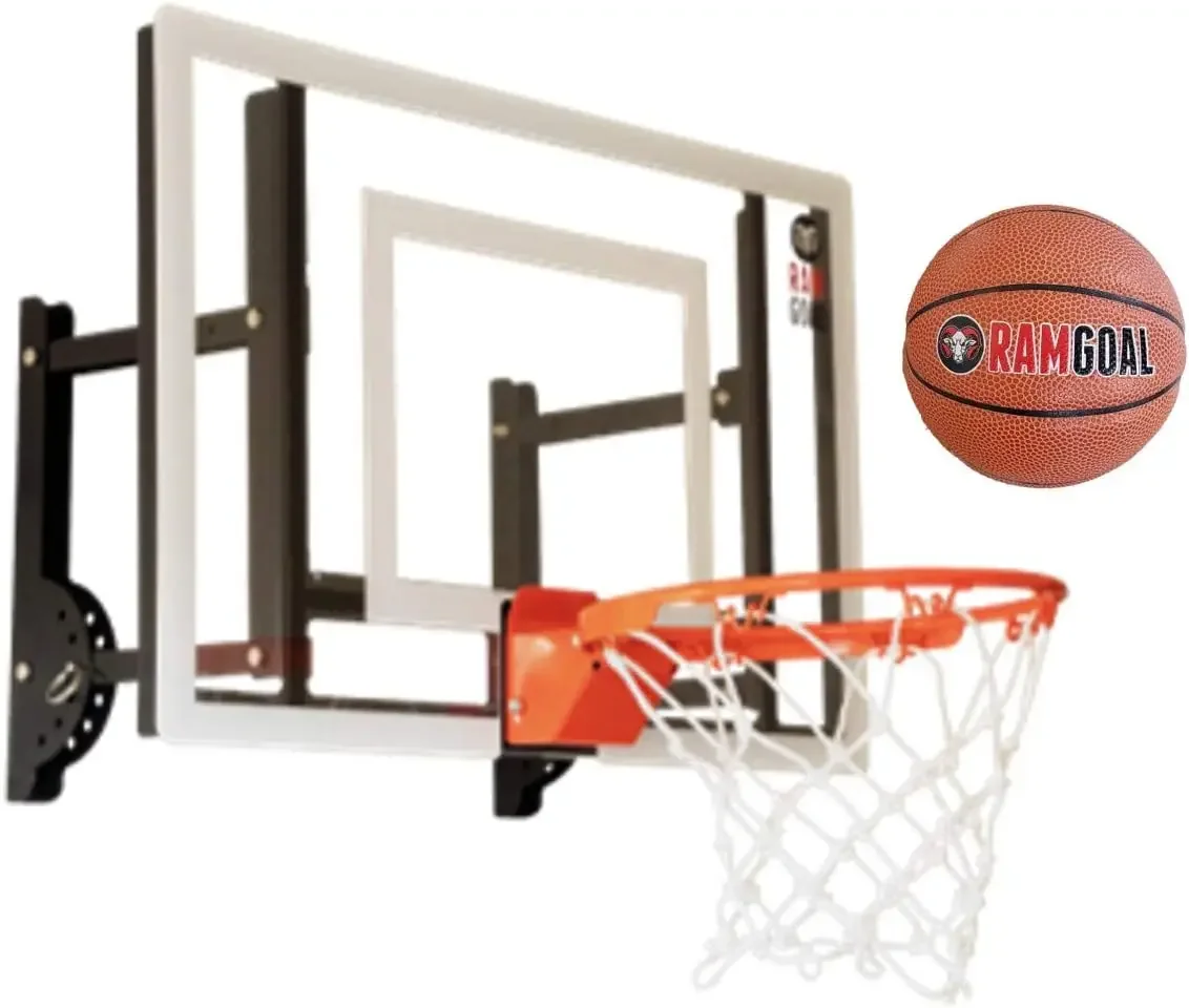 Mini cesta de basquete ajustável com bola |   Painel resistente a estilhaços de 24" com Breakawa de nível profissional