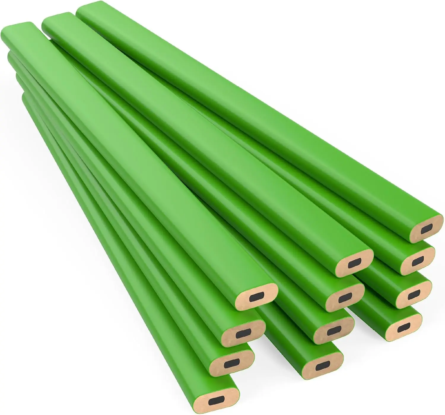 

12-Pack #2 Carpenter Pencils for Wood and Concrete Marking - Neon Green, Durable Industrial Tools