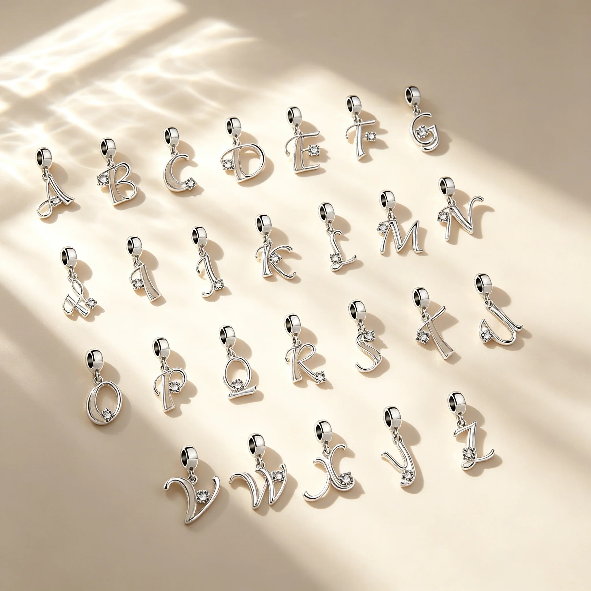 Sparkling 26 A-Z Alphabet Letter Charm Beads Pendant fit Original Bracelet Necklace Beads for Diy Jewelry Women Gift