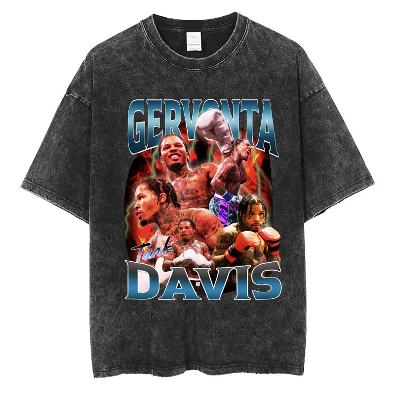 Tank Gervonta Davis Washed Vintage T Shirts Harajuku Hip Hop Loose Gothic T Shirt Boxing Champion Cotton T-Shirt Streetwear Male