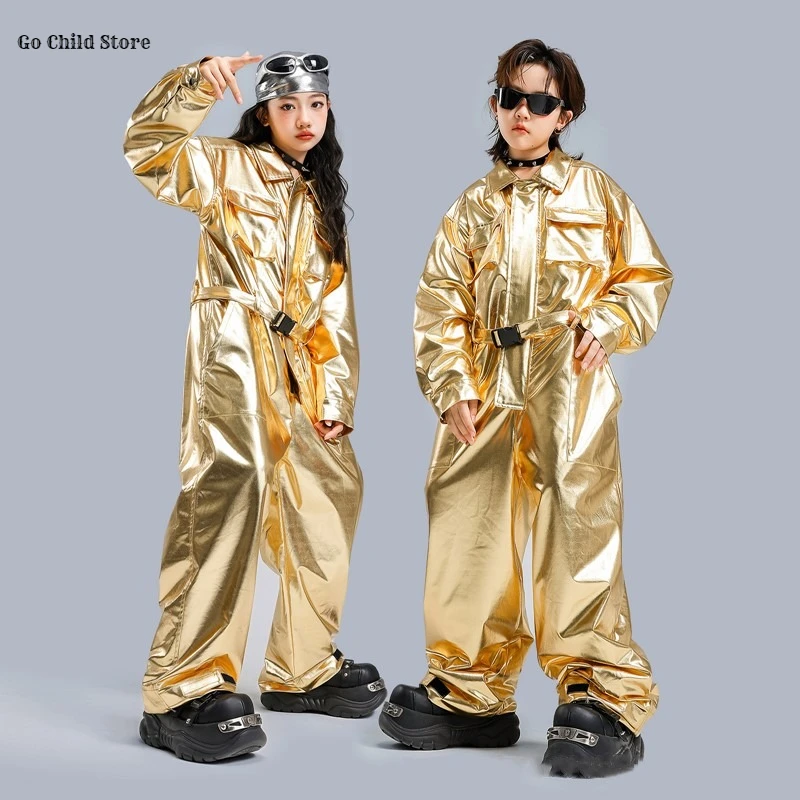 kids-street-dance-shiny-golden-overalls-rompers-boys-hip-hop-bodysuit-girls-cargo-pants-jumpsuit-clothes-children-streetwear