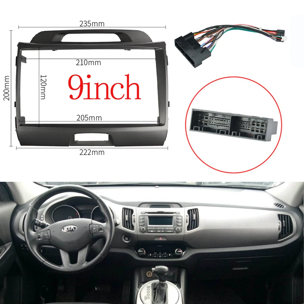 9 Inch 2 Double Din Car Radio Fascia Panel Dash Kit Frame Bezel Stereo for KIA SPORTAGE 2010-2015