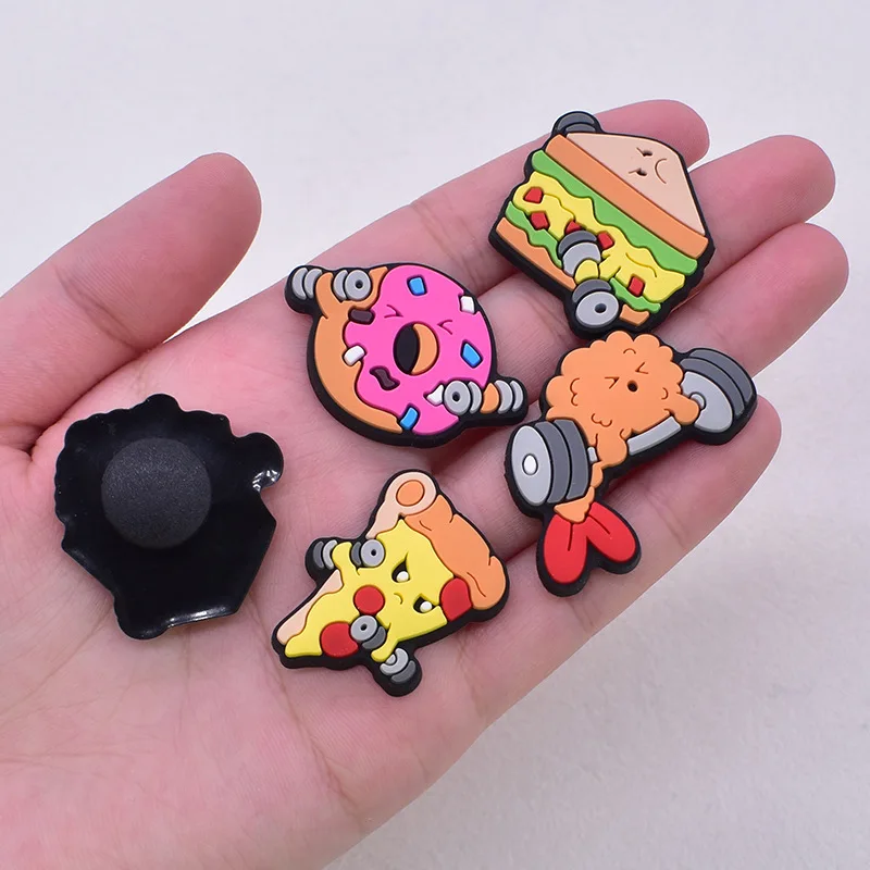 5/12PCS Cute Funny Fitness Food Pizza Shoe Charm Wholesale PVC Decor Buckle Sandal Detachable Waterproof To Xmas Gift Best Value