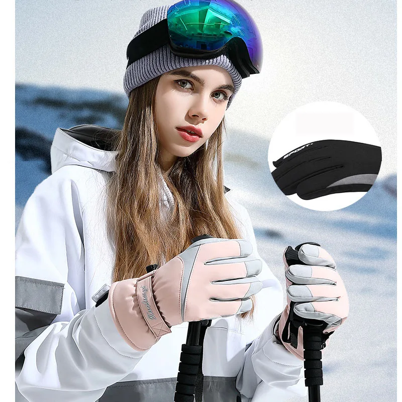 Winter Women's New Style Ski Gloves Outdoor Coldproof Waterproof Skiing Guantes Touch Screen Non-slip sports Snowboard Mittens