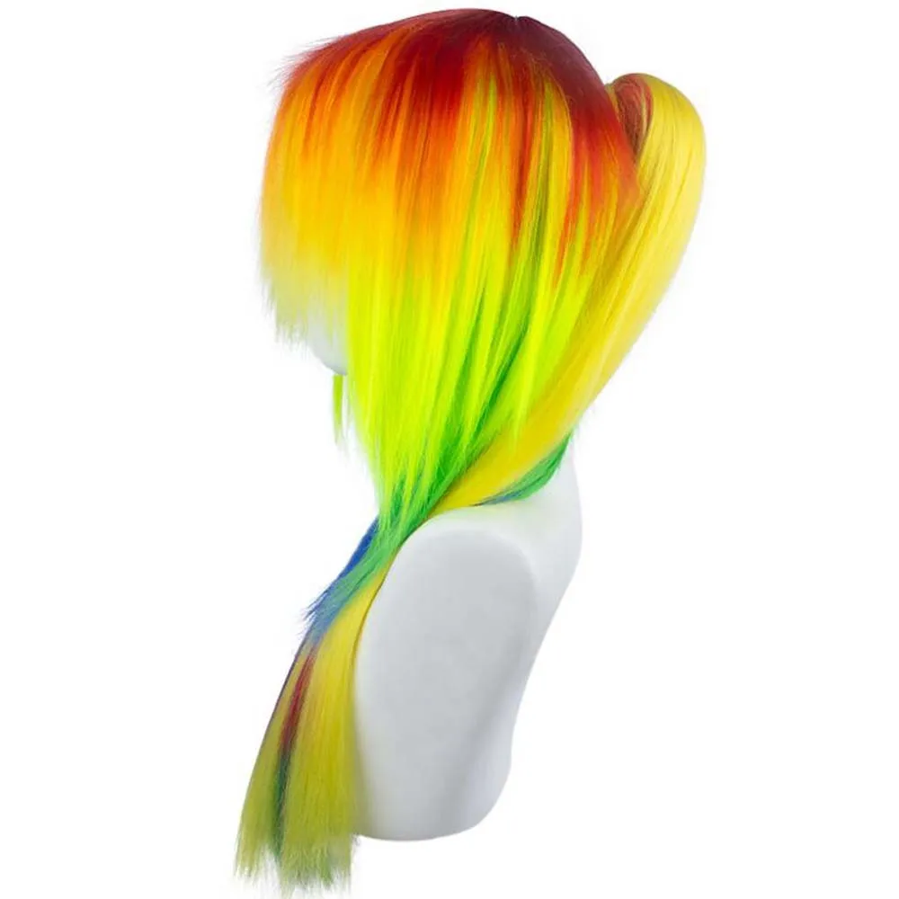 Synthetic Hair Women\'s Cosplay My Little Pony Rainbow Dash Multi Color Heat Resistant Party Wig Free Shipping