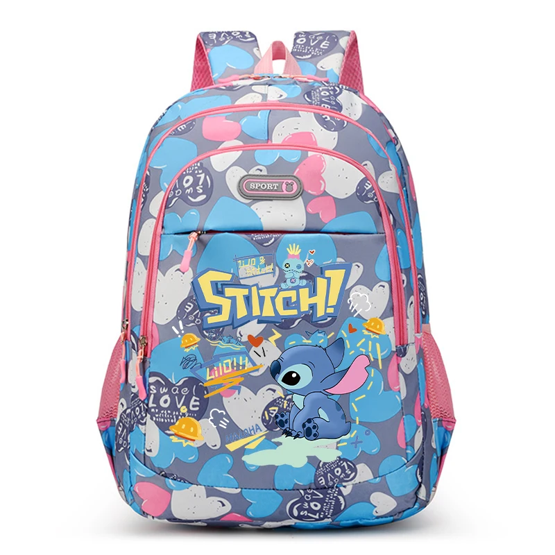 New Kawaii Stitch Girls School Backpack Cartoon Printed School Bag Cute Disney Backpacks Large-capacity Backpack School Supplies