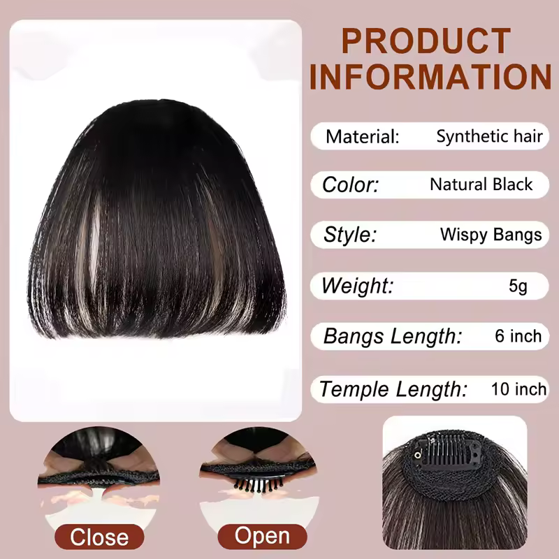 Fake Air Bangs Hair Styling Tools Hair Clip-In Extension Synthetic Hair Fake Fringe Natural False Hairpiece Women Clip In Bangs - Image 13
