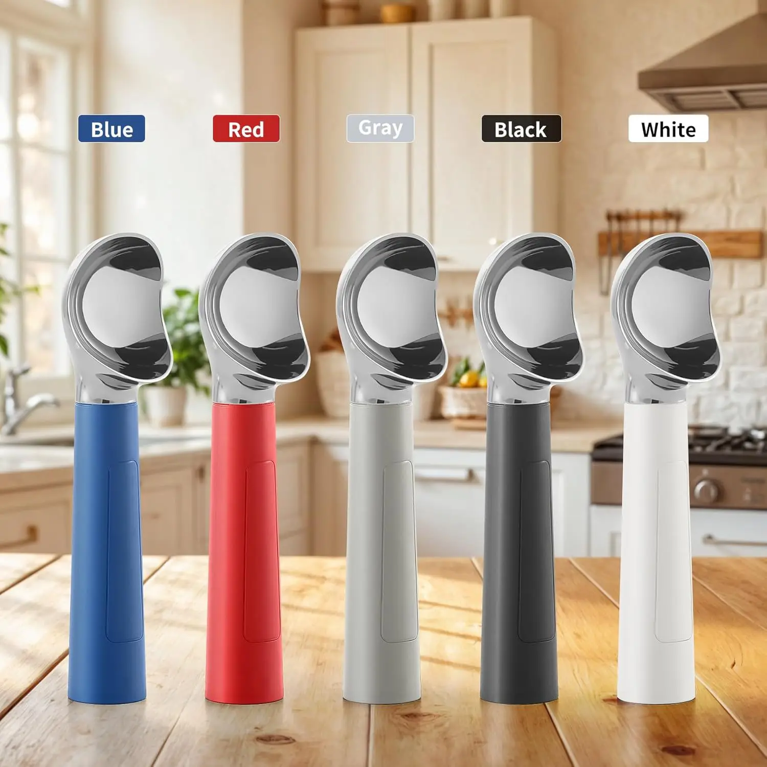 Three-speed temperature control can heat ice cream spoon long battery life stainless steel one-dig ball electric spoon
