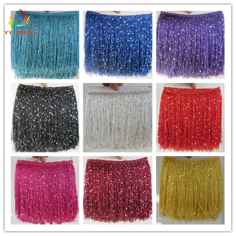 Fringe Tassel Lace Ribbon 1Yards/Lot Polyester Trimming Tassel Trim 20cm long Latin Dance dress clothing Macrame decoration DIY