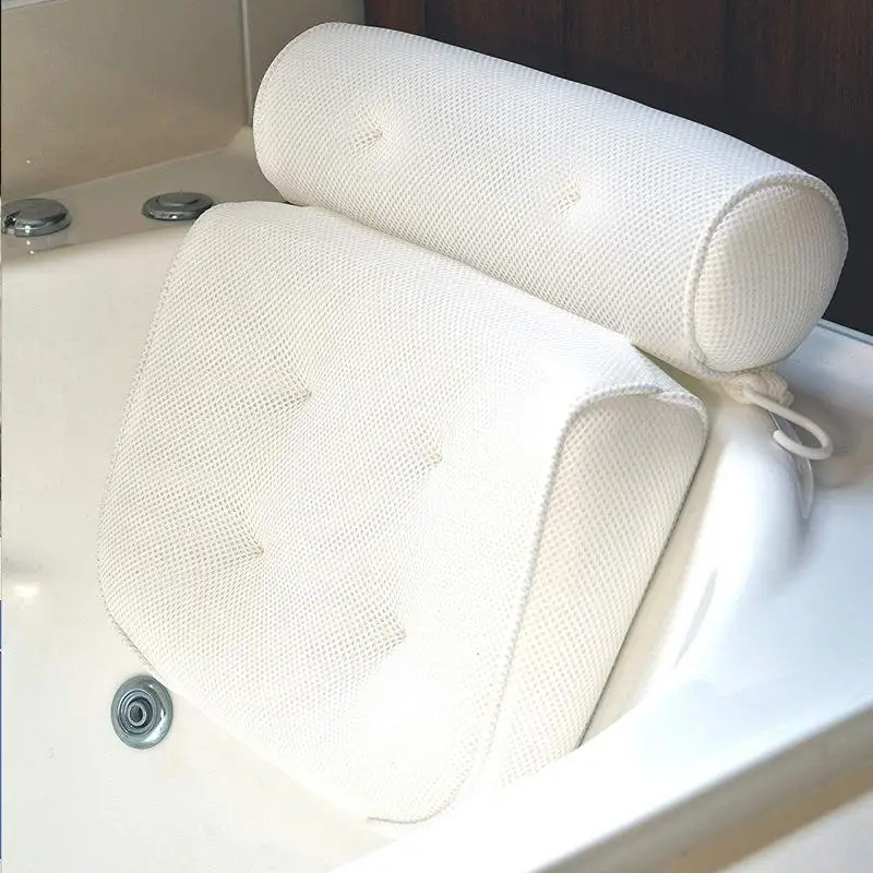 Almohada de baño para bañera con malla de aire 3D/4D, resistente al agua, soporte para cuello y espalda, accesorios de bañera, gran regalo, 1 unidad