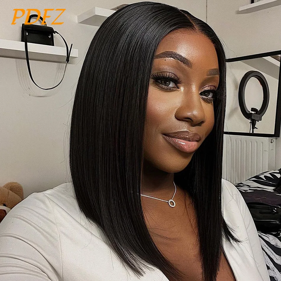 100% Bob Human Hair Wigs Straight 13x4 Lace Frontal Wig Human Hair Short Bob Wig Bralian Remy Human Hair Wig Pre Plucked