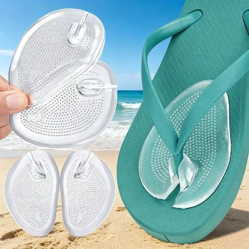Silicone Flip Flop Forefoot Pads Non Slip Massage Cushion Inserts Slipper Foot Pads Pain Relief