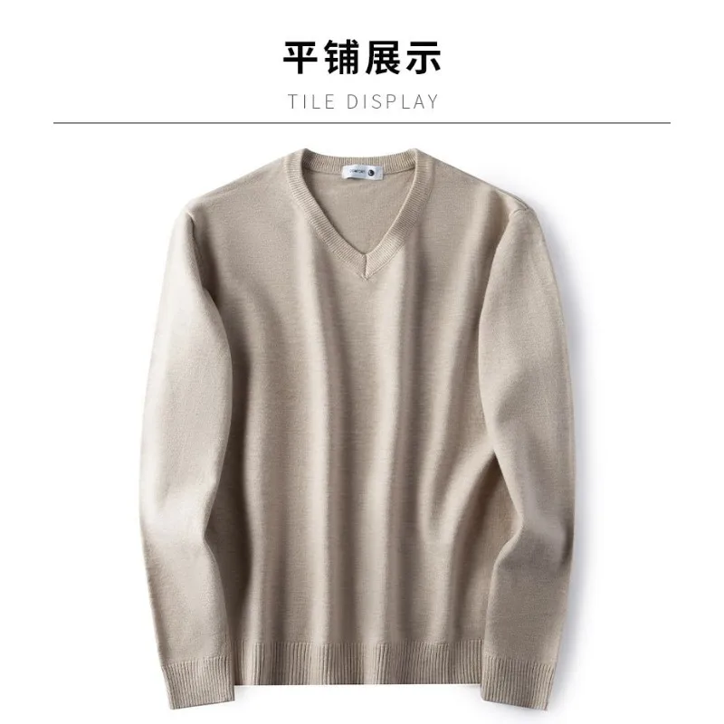 

V-neck Sweater Men's Slim-fitting Sweater Winter Thin Solid Color Casual Versatile Bottoming Top