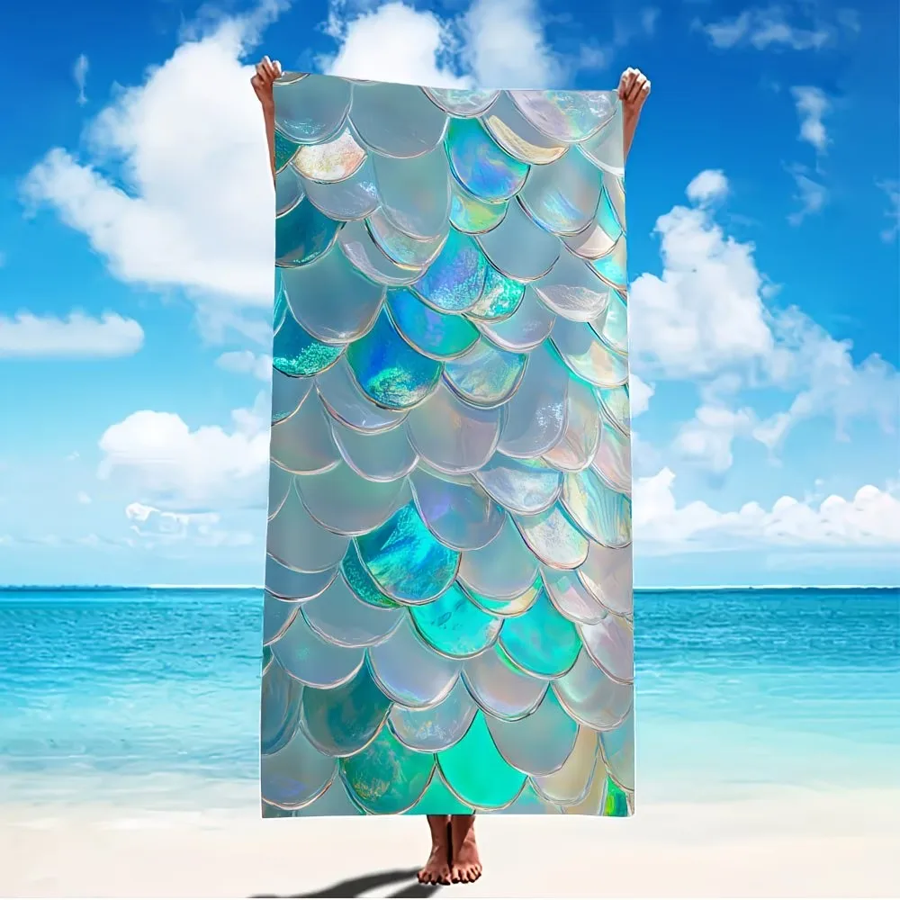 Large Beach Towel Oversized Mermaid Microfiber Bath Sheet Versatile Travel Blanket Quick Dry Swim Towel Summer Vacation Must