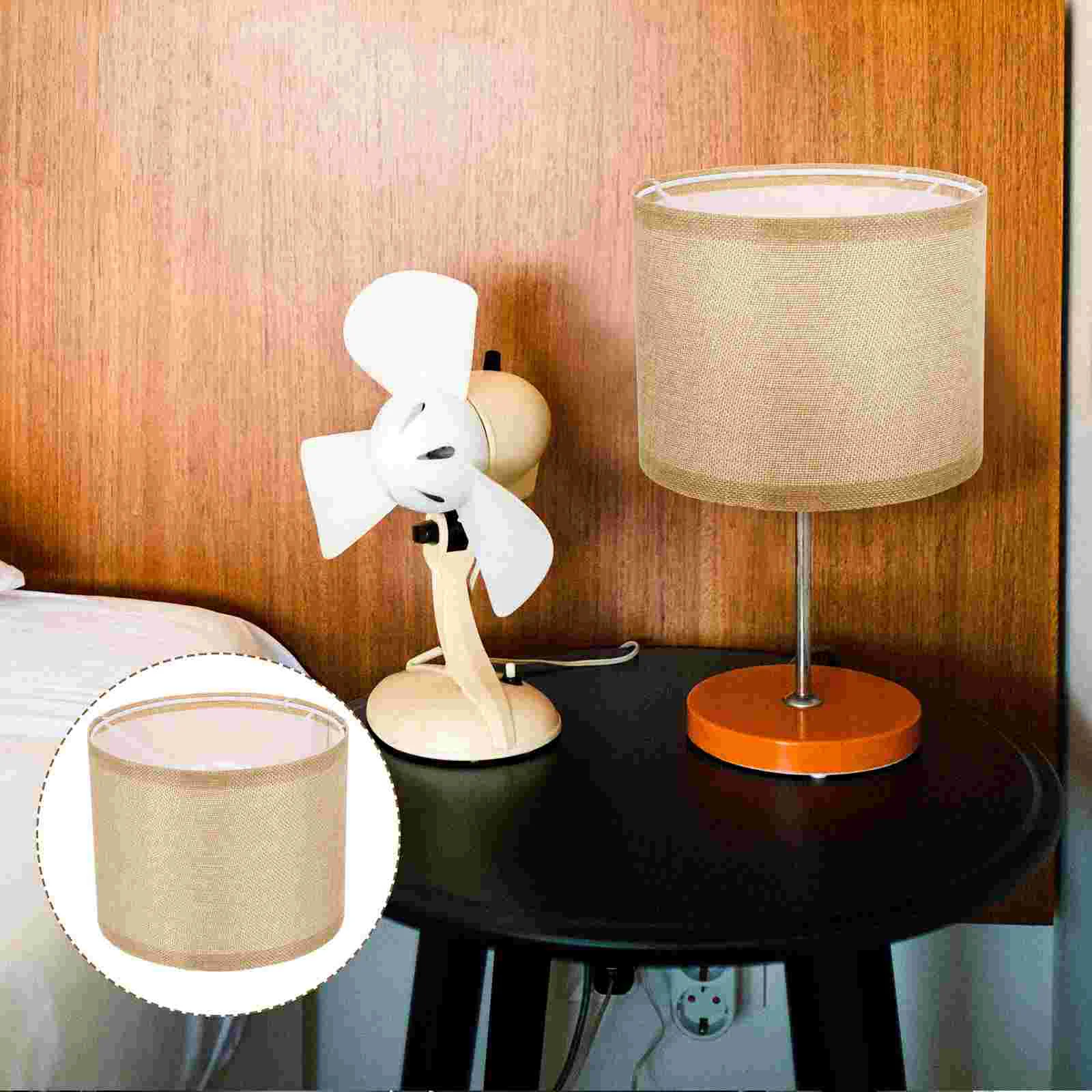 Round Straight Lampshade Linen Table Desktop Lampshades for Wall Metal Drum Decorative Child Light
