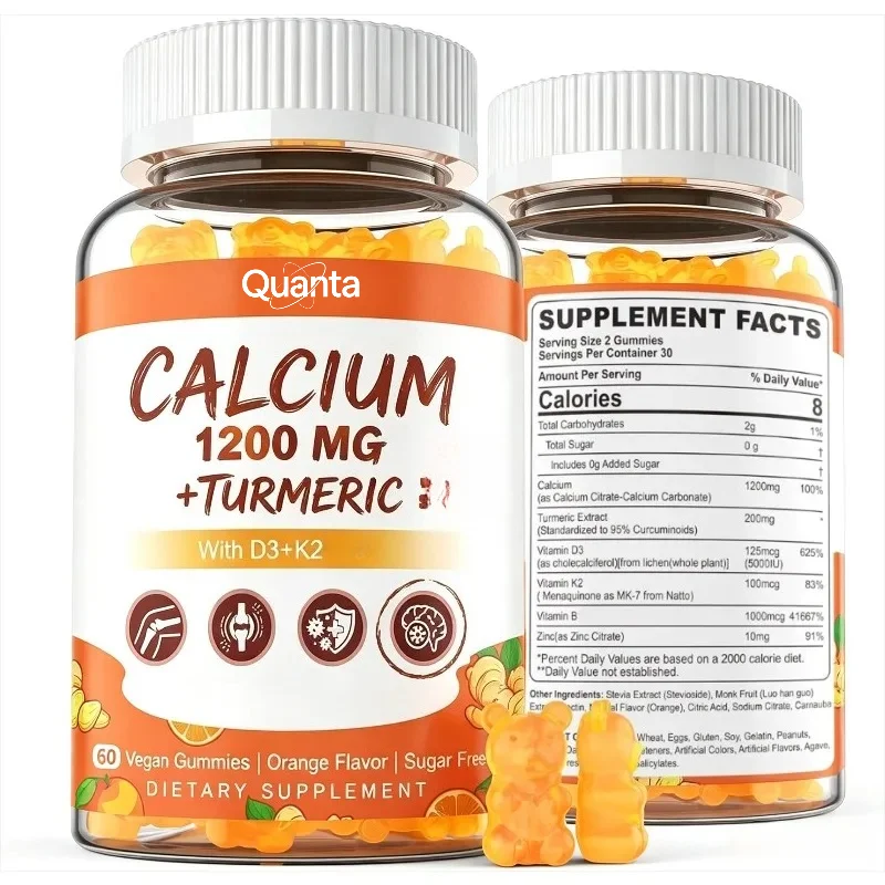 Calcium Gummies & Turmeric - Calcium 1200mg with Vitamin D3 K2  5000 IU