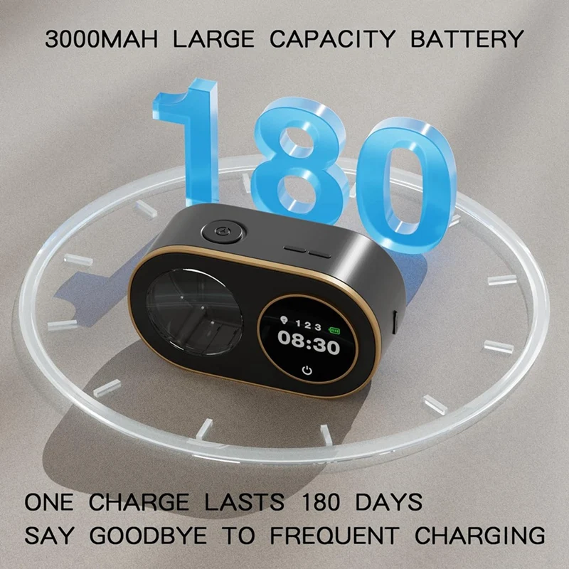 เครื่องจ่ายสบู่โฟมอัตโนมัติพร้อม HD LED นาฬิกาดิจิตอลเครื่องจ่ายสบู่โฟมติดผนังแบบชาร์จไฟได้ 12 ออนซ์ (สีขาว) ทนทาน