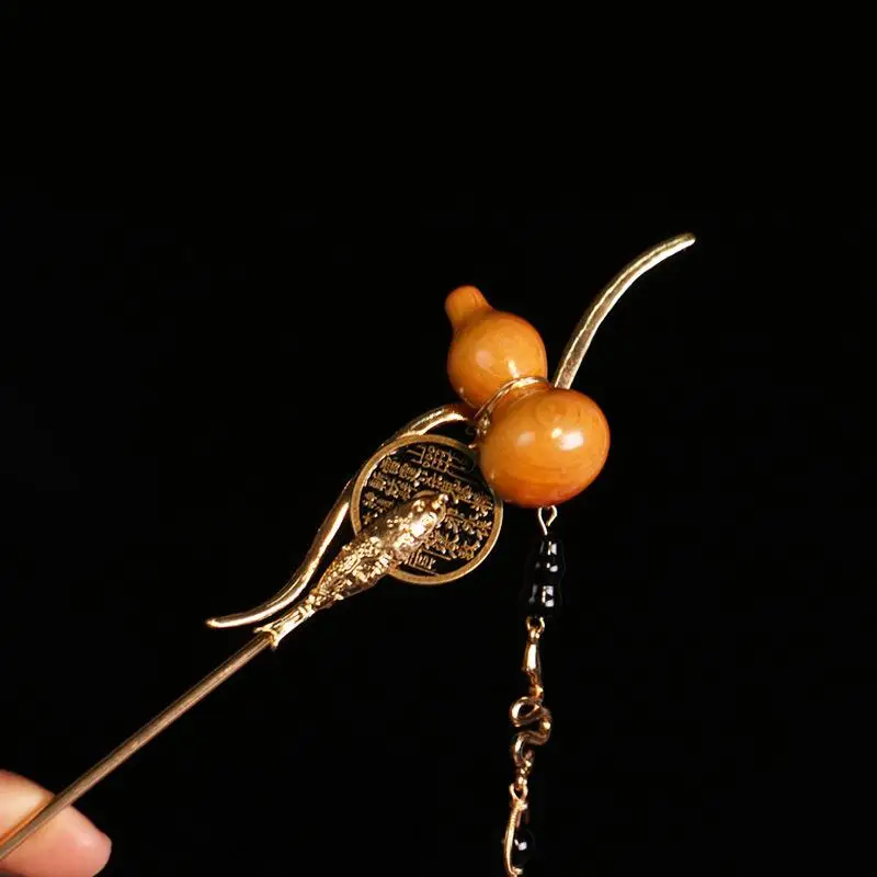 1 PC สไตล์จีน Gourd พู่ผมสําหรับผู้หญิงโลหะตะเกียบ Hanfu Hairpin โบราณสไตล์อุปกรณ์เสริมผม